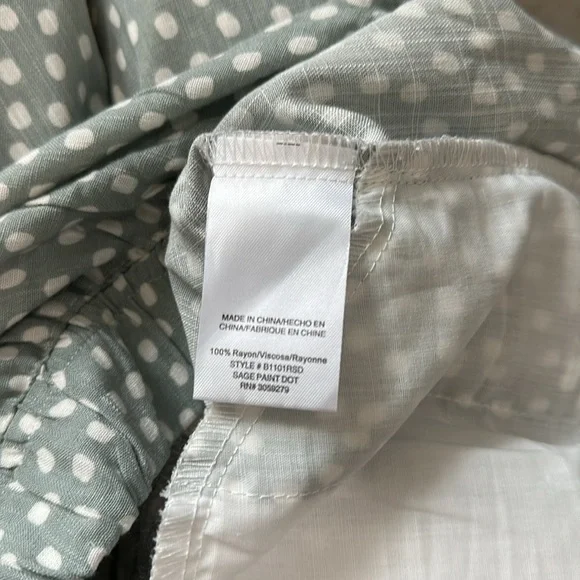 NWT Sun Day Club Green White Polka Dot High Rise Wide Leg Pants Women Medium - Picture 5 of 5